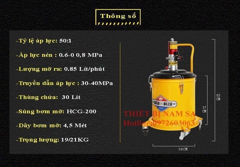 Máy Bơm Mỡ Khí Nén 30 Lít Gz-A9